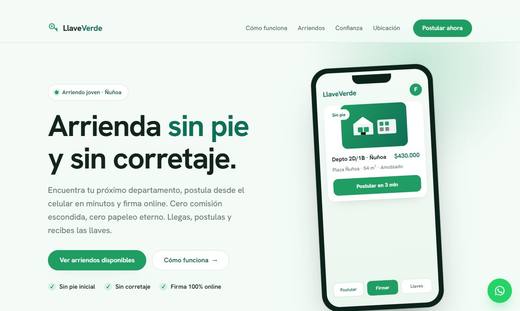 Maqueta de sitio para arriendos: LlaveVerde