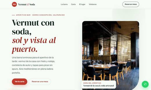 Maqueta de sitio para bares y pubs: Vermut & Soda