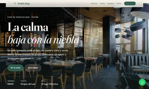 Maqueta de sitio para cafeterías: Niebla Baja
