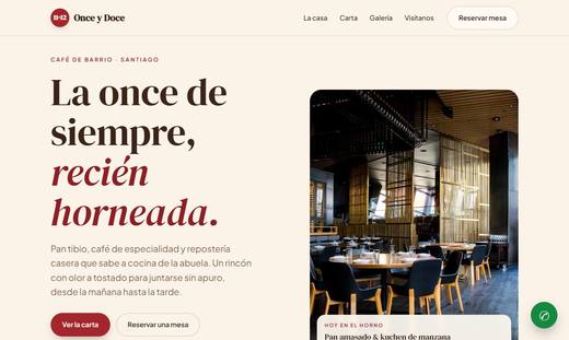 Maqueta de sitio para cafeterías: Once y Doce