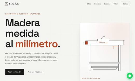 Maqueta de sitio para carpinteros: Norte Taller