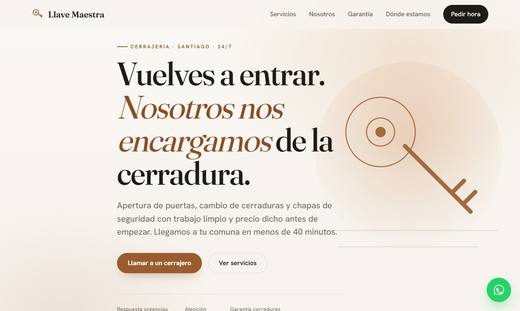 Maqueta de sitio para cerrajeros: Llave Maestra