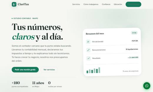 Maqueta de sitio para contadores: ClariTax