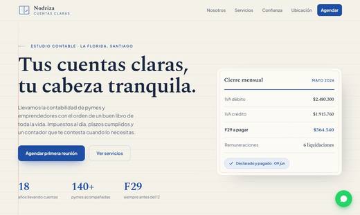 Maqueta de sitio para contadores: Nodriza Cuentas Claras