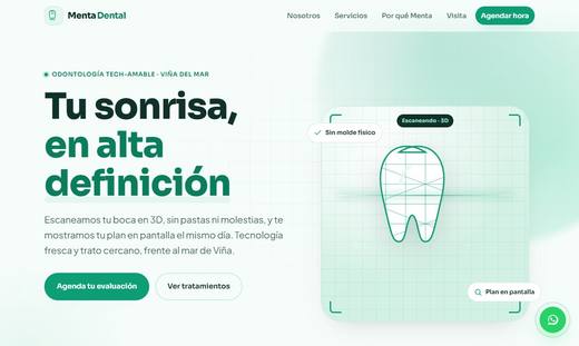 Maqueta de sitio para clínicas dentales: Menta Dental Studio