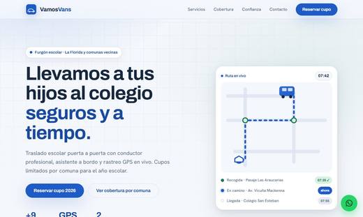 Maqueta de sitio para transporte escolar: Vamos Vans