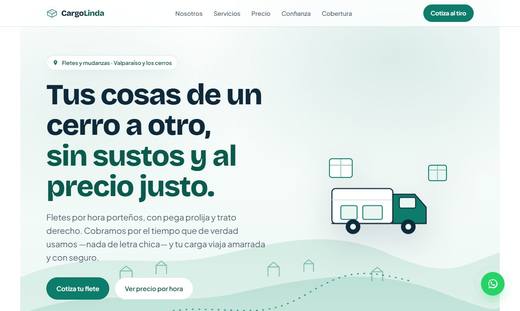 Maqueta de sitio para fletes y mudanzas: CargoLinda