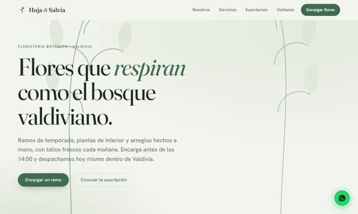 Maqueta de sitio para florerías: Hoja & Salvia