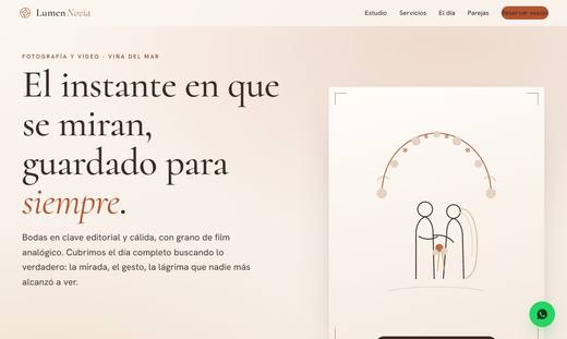 Maqueta de sitio para fotografía y video: Lumen Novia