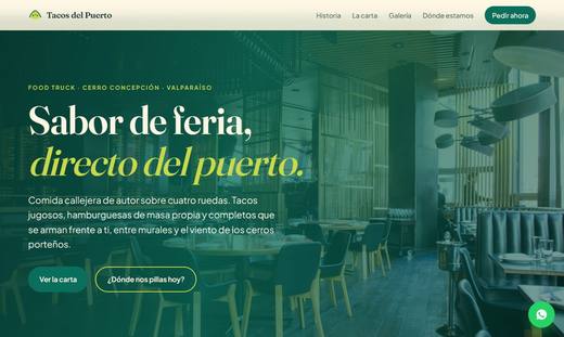 Maqueta de sitio para food trucks: Tacos del Puerto