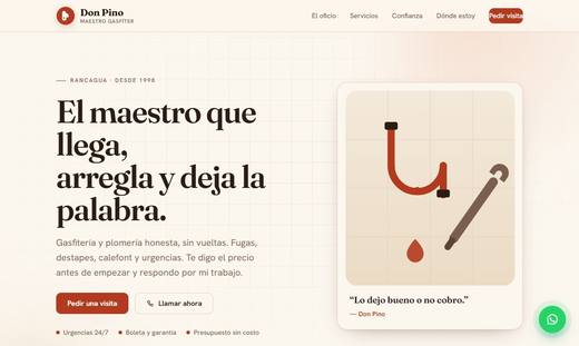 Maqueta de sitio para gasfíteres: Don Pino Maestro