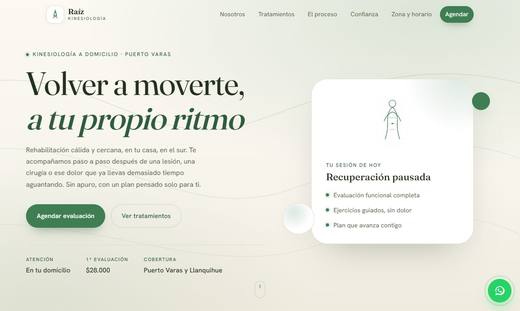 Maqueta de sitio para kinesiólogos: Raíz Kinesiología