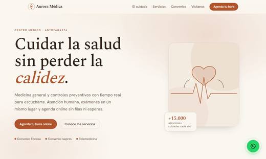 Maqueta de sitio para centros médicos: Aurora Médica