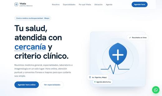 Maqueta de sitio para centros médicos: Vitalia Centro Médico