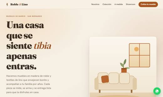 Maqueta de sitio para mueblerías: Roble & Lino