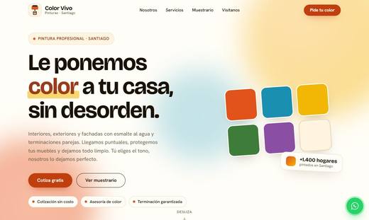 Maqueta de sitio para pintores: Color Vivo