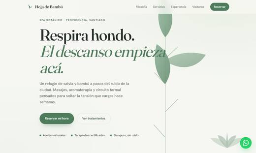 Maqueta de sitio para spa y masajes: Hoja de Bambú