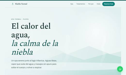 Maqueta de sitio para spa y masajes: Niebla Termal