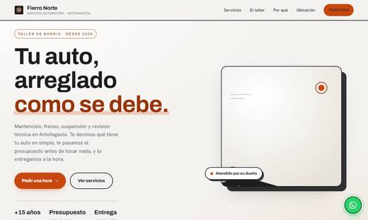 Maqueta de sitio para talleres mecánicos: Fierro Norte