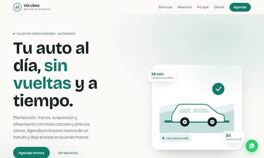Maqueta de sitio para talleres mecánicos: Vía Libre Express