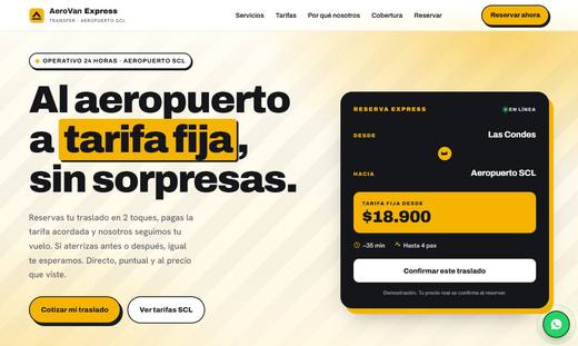 Maqueta de sitio para transfer y taxis: AeroVan Express