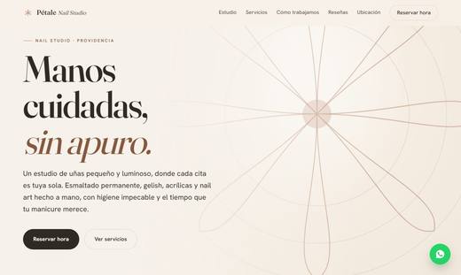 Maqueta de sitio para manicure y uñas: Pétale Nail Studio